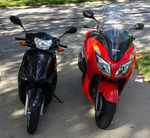 100 miles on my new Forza 350 (Left) next to a PCX 125 (Right) for scale. :  r/scooters
